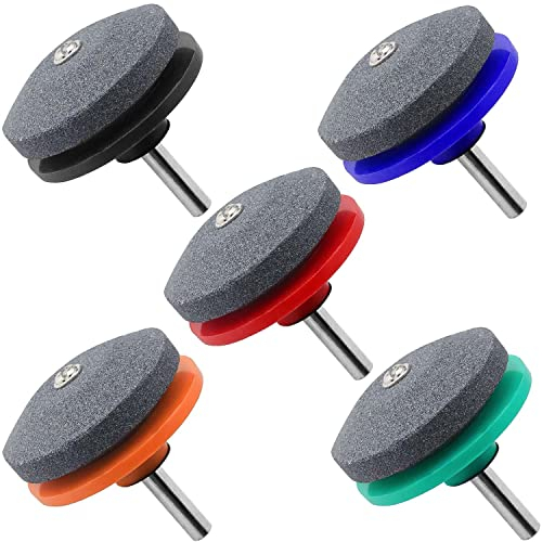 Lucywey Power Drill Hand Drill Whetstone Universal Lawn Mower Blade Drill Cuts Sharpener 5 Pcs,for Garden,Courtyard,Kitchen