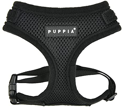 Puppia Hundegeschirr - Soft Superior Geschirr A – super weich - für kleine und mittelgroße Hunde, PAVA-HA1916-BK-XL, schwarz, XL