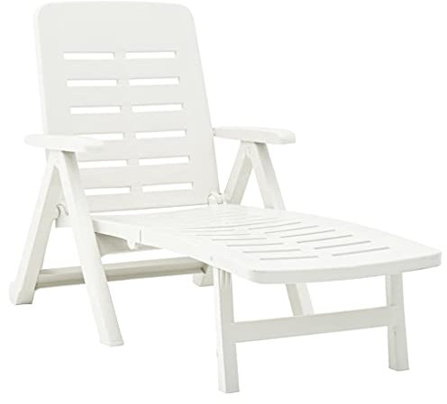 Modern,Klappbar,Witterungsbeständig,Sonnenliege,Gartenliege Liege, Strandliege,Relaxliege Liegestuhl,Gartenmöbel,Klappliege Kunststoff Weiß