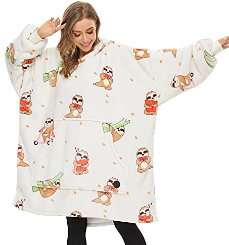 THREE POODLE Sudadera Manta con Capucha, Sudaderas Oversize Bata Manta Polar Mujer para Niños, Sudadera con Capucha Ultra Suave y Cálida, Sudadera para Mujer, Hombre y Niño, Regalo