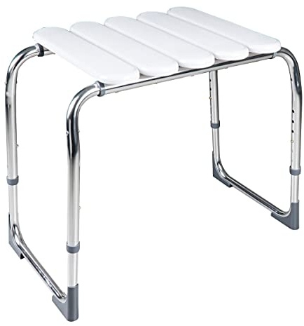 RIDDER- Badhocker Pro, weiß. Der Bad- Hocker ist in 5 Stufen höhenverstellbar, von ca. 41,5cm - 54cm.Belastbarkeit von bis zu 130 kg, Natur, ca. 59,5x36x41,5-54 cm