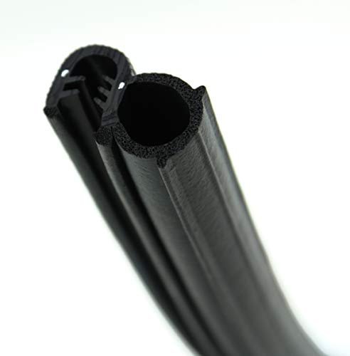 SMI-Dichtungsprofil DS31 für 2-4mm EPDM Moosgummi/Vollgummi mit Stahleinlage selbstklemmend ohne Kleber - Kantenschutz mit Dichtung seitlich, Kantenschutzdichtprofil für Auto, Kofferraum (10 m)