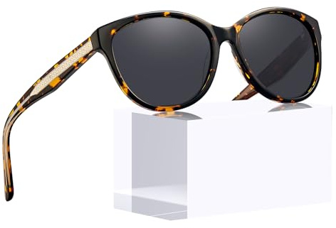 CARFIA Vintage Womens Sunglasses Polarised UV Protection for Driving CA5396 | Outdoor Golf Travel Beach Acetate Frame