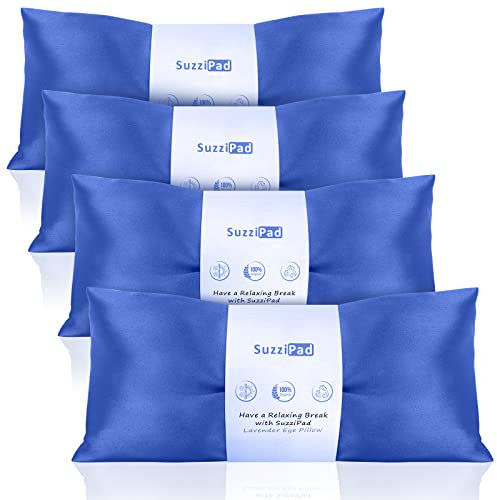 SuzziPad Lavender Eye Pillows for Relaxation with Aromatherapy, Weighted Eye Mask for Sleeping, Meditation, Hot & Cold Eye Compress for Dry Eyes, Relaxation Options for Women, Yoga Eye Pillow, 4 Pack