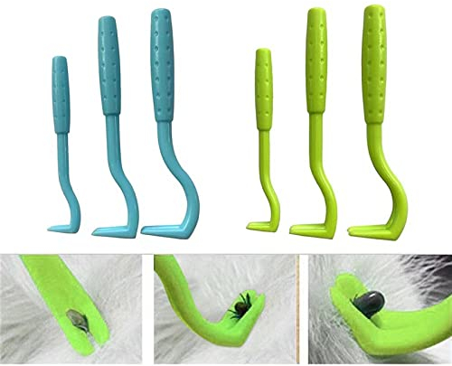 PQLQ 6 Stück Zeckenzange Zeckenhaken Zeckenhebel, Einfacher und Sicherer Zeckenentferner, Zeckenhaken für Hunde, Katze,Mensch