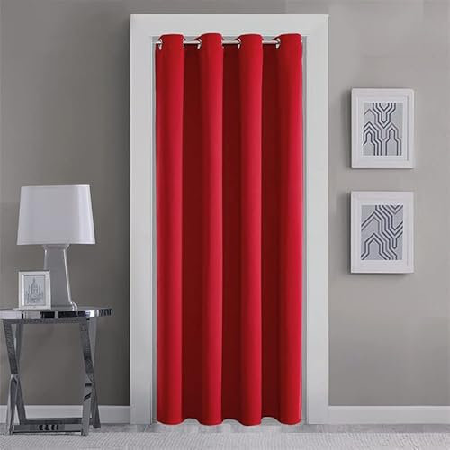 GYROHOME Tende per porte e finestre, colore rosso, con occhielli, tende oscuranti per camera oscurante, pannello singolo, per porte e finestre, 100 x 200 cm
