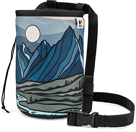 Oso Supply Co - Climbing Chalk Bag for Adults and Kids, Drawstring Closure, Adjustable Waist Belt, Indoor/Outdoor Training, Rock Climbing, Bouldering, Weightlifting (Grand Teton)