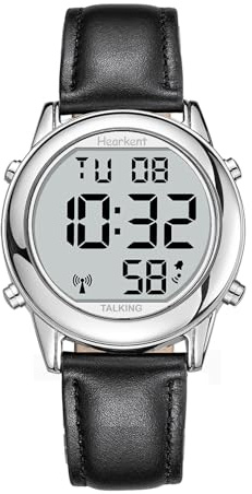 Hearkent Herren Sprechende Uhr Deutsch Ankündigung,Senioren Armbanduhr-2117 | Sehbehinderte Uhren Blindenuhr,Große Digitale Funkuhr,Durchdachte Geschenke
