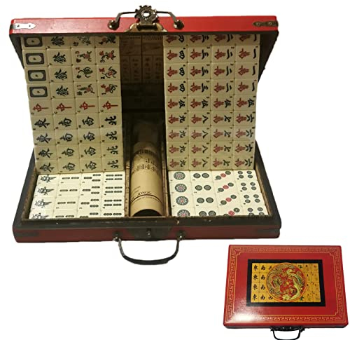 Mahjong-Set, tragbares chinesisches Mahjong, traditionelles chinesisches Mahjong-Spielset für zu Hause oder unterwegs Familienspiel Sammeln von Freunden Brettspielen für Erwachsene ab 16 Jahren
