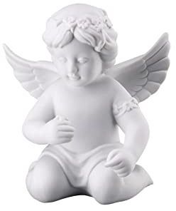 Rosenthal Engel mit Blumenkranz, 8,7 x 6,8 x H 10,2 cm, Porzellan Weiss-matt, inkl. Geschenkbox
