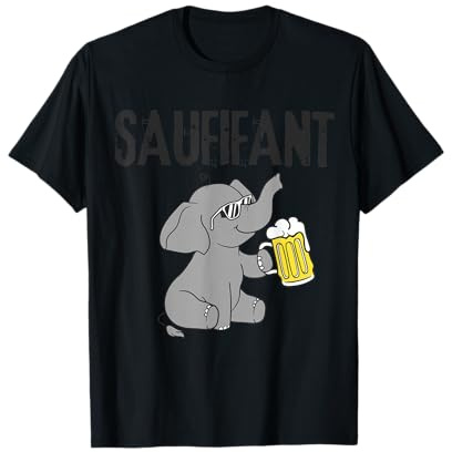 Saufifant Elefant Biertrinken Bierpong Saufen Party Bier Hop T-Shirt