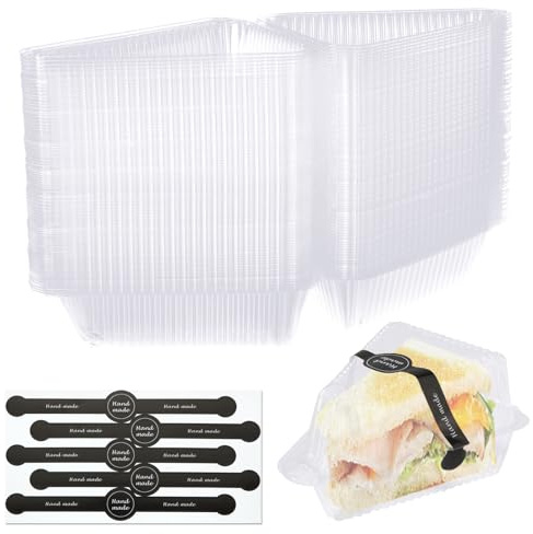 200 Pcs Thickened Cake Slice Containers with Lids Clear Plastic Hinged Cheesecake Containers Individual Disposable Triangle Cake Boxes for Pie Slice Cheesecake, Tres Leches, Flan, Desserts