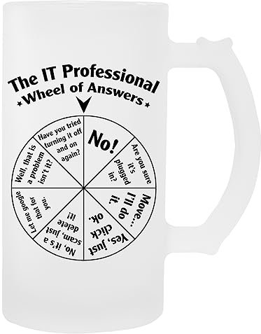 Kwantees The It Professional Wheel Of Answers Boccale Da Birra In Vetro Bicchiere Per Bevande Ecologico