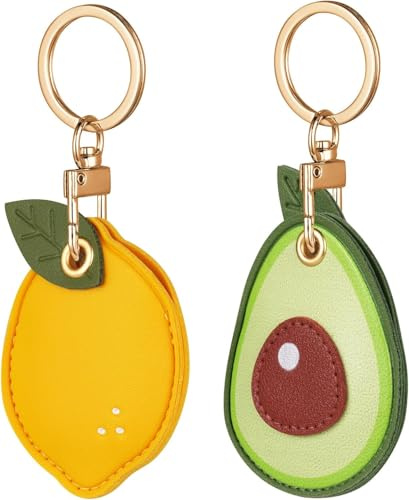 AXFEE Airtag nyckelring, söta PU-fodral för Apple AirTag, bärbar nyckelsökare för barn, husdjur, [nyckelhållare för åtkomstkontroll] (Airtag ingår inte) (citron + avokado)