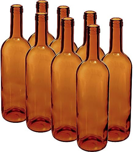 lilawelt24 8x 0,75 L Weinflasche aus Glas/Braune Glasflasche Leere Flasche für Wein zum befüllen| Wasserflasche - Ölflasche - Leere Likörflaschen| Likör Flasche| Wein machen