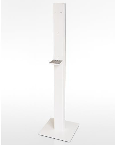 Blanc HYGIENIC Weißer Edelstahl-Bodenständer mit Tropfschale, ohne Spender | Freistehender Edelstahl-Bodenständer, abnehmbare Tropfschale, 330 × 1.300 × 330 mm, ohne Spender