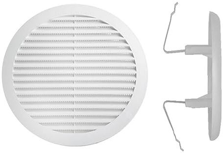 A2ZWORLD Griglia di Ventilazione Rotonda Con Molla, Griglia Aerazione In Plastica, Con Foro Regolabile, Dotato di Zanzariera, Colore Bianco, Made In Italy (Ø148mm Foro 80-125mm)