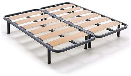 HOGAR24 ES | Somier Lama Ancha de Tubo Acerado 40x30 mm | Lamas de Madera Vaporizada | Incluye Juego de Patas de 32 cm | Medidas: 180x200 cm