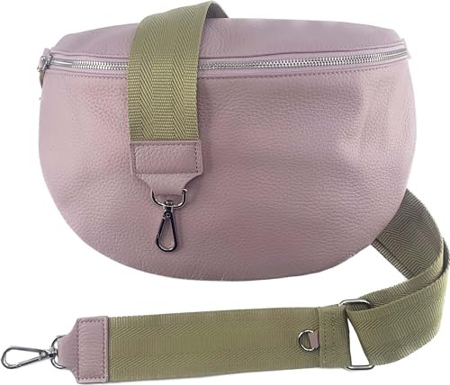 Leder Tasche mit Taschegurt Gürteltasche Crossbody Hüfttasche Bauchtasche Umhängetasche Unisex (Lila groß)