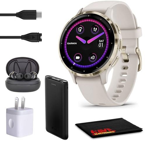 Garmin Venu 3S Advanced Fitness and Health Tracker Smart Watch Soft Gold Stainless Steel Bezel with Ivory Case and 41 MM Silicone Band 1.2 Inch AMOLED Touch Screen Display
