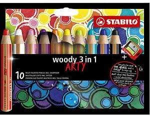 Farbige Stifte Stabilo Woody 880/10-1-20 Tasche mit 10 Farben mit einem Bleistiftschild | 5 Stücke