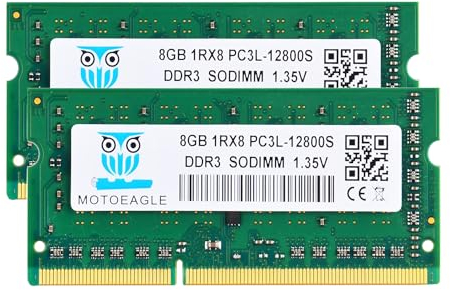 16GB 1RX8 PC3L-12800S RAM, 16GB Kit (2x8GB) DDR3L-1600 SODIMM PC3L-12800 DDR3 1600Mhz 1Rx8 1.35V Dual Rank RAM für Laptop 204 Pin CL11