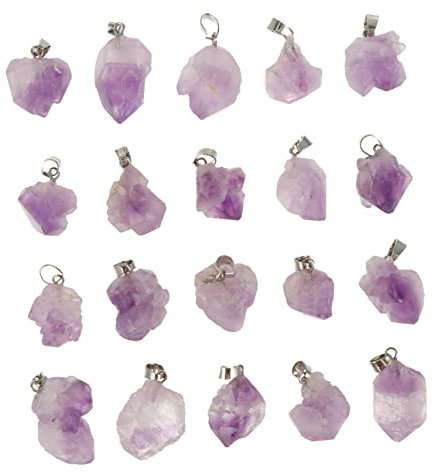 VILLFUL 20stücke Natürliche Amethyst Stein Anhänger Für Schmuck Machen Charms Bruchfest Für Diy Halskette Kristallanhänger Schmuckherstellung