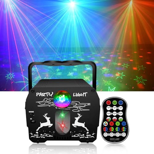 Sentasi Discolicht Partylicht LED Bühnenprojektor Party Disco Lichter,Dj Leucht Musikgesteuert Mit Fernbedienung RGB 60 Muster Bühnen Deko für Karaoke Hochzeit Bars Geburtstag Halloween Weihnachtstag