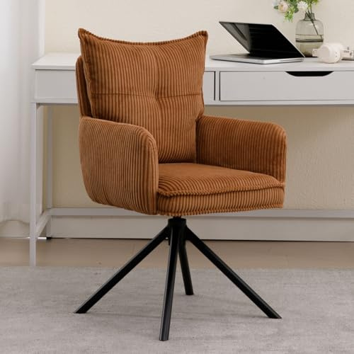 Ya-Home Chaise de Bureau en Velours Côtelé Fauteuil Confortable Bureau, Marron