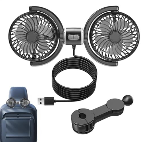 Ventilateur de siège d'auto USB, ventilateur de voiture pour la banquette arrière - Ventilateurs de refroidissement à double tête 3 vitesses refroidisseurs d'affichage arrière - Soutrant portable port
