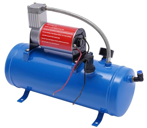 Compresseur d'Air Portable 38×14×30 cm 12V Sans Huile pour Voiture 6L 100Psi Compresseur d'Air Sans Huile avec Tuyau 3.8m Manomètre Gonflage Pneus Vélos Bateaux
