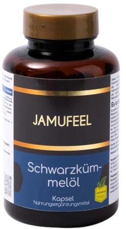 Jamufeel • Schwarzkümmelöl Kapseln • 1000mg pro Kapsel • 80 Weichkapseln • 40 Tage Vorrat • 100% Natürlich Kaltgepresst, reich an essentiellen Fettsäuren & Antioxidantien, vegan & laborgeprüft