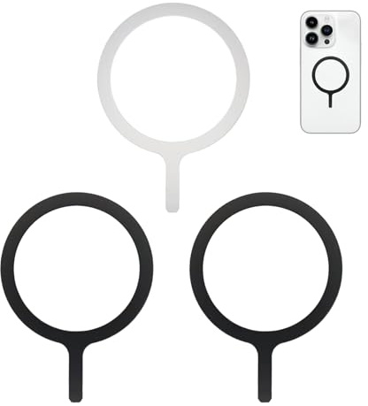 Compatible with MagSafe Ring Sticker 3-Pack, Universal Magnetic Conversion Kit for iPhone 16/15/14/13/12/11/X/8 Series, Samsung Galaxy S24/S23/S22/S21/S20, Android Phone Cases, Black & White