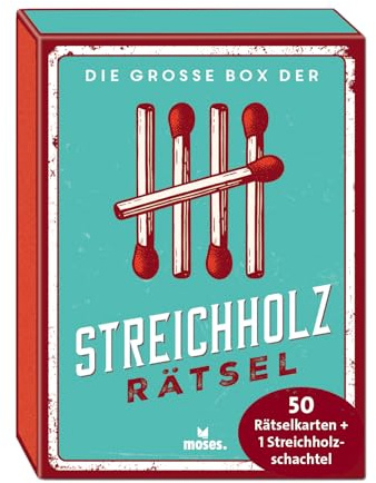Moses. Die große Box der Streichholzrätsel, 50 knifflige Knobelspiele mit Streichhölzern, Denkspiel & Logikrätsel in hochwertiger Geschenkbox für Erwachsene & Jugendliche, Yellow