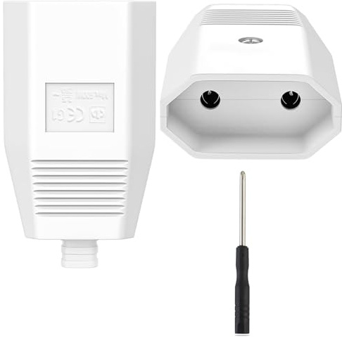 MejaRizon 2 Stücke Eurokupplung Flach, Kupplung 230V, Eurostecker Flach mit Schraubendreher, Schuko Kupplung Flach, Unterstützt 250V/2,5A Max Leistung Schutzkontakt Flachstecker (Weiß)
