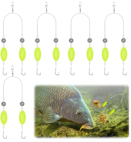 Meemion Lot de 5 Hameçon Double Antifond,Hameçon Double Inversée avec Ligne de Fond Inversée,Hamecon Peche,Adaptés à la Pêche en Mer et en Eau Douce Crochets à Appâts Accessoires