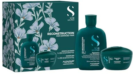ALFAPARF MILANO Semi di Lino Reconstruction Duo Kit 2025 - Shampoo e Maschera ristrutturante per capelli danneggiati.