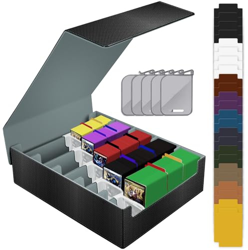 Deck Box per TCG/Magic the Gathering(MTG)/ YuGiOh/Sportcarte, Magnetic Deckbox contiene oltre 3800+ Carte, Deck Box la protezione delle carte, PU Scatola di Carte da Collezione con 5 porta carte