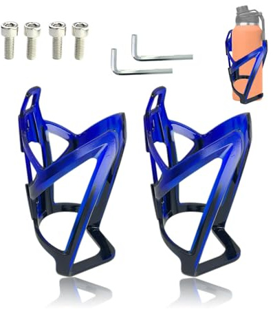 SEYUGOPTI 2 Pack Lightweight PC Bike Water Bottle Cage Blue-Black Gradient | Includes Mounting Screws & Wrench, Secure Anti-Slip Hold, Fits Standard Drink Bottles, Quick Hassle Installation