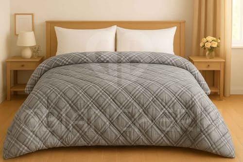 GBiancheria Trapunta 1 Piazza e Mezza Invernale 210x250 cm – Piumone Caldo 300 g/m² in Microfibra, Piumino Anallergico e Traspirante, Coperta Letto con Fantasie Moderne (Scozia Grigio)