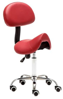 FXLUHAY Sattelhocker, rollbar, drehbar, höhenverstellbar mit Rad und Rückenlehne, Hockerstuhl for Labor, Klinik, Zahnarzt, Salon, Massage, Büro,