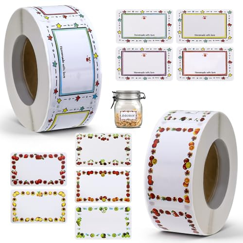 Erzekrim 1000 Stück Marmeladen Etiketten Selbstklebend Aufkleber 50 x 30mm | Aufkleber Klebeetiketten Rechteck Etiketten zum Beschriften, für Marmeladengläser, Gewürzgläser, Flaschen, Tüten (A)