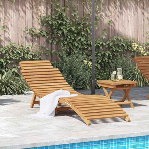 Frdhee Letto da campeggio, lettino prendisole marrone, 184 x 55 x 59 cm, in teak massiccio, pieghevole, per balcone, terrazza, giardino