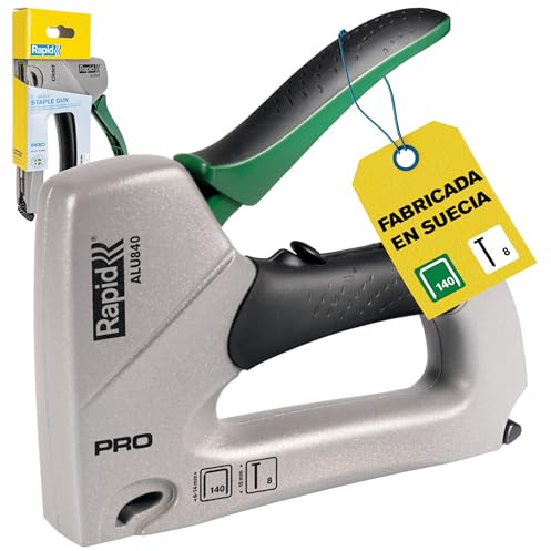 Rapid ALU840 Handtacker – Leistungsstarker Tacker aus Aluminium für Holz und Folien, für Klammern Typ 140 (6–14 mm) und Nägel Typ 8 (15 mm), Ergonomisch, Rückschlagfrei