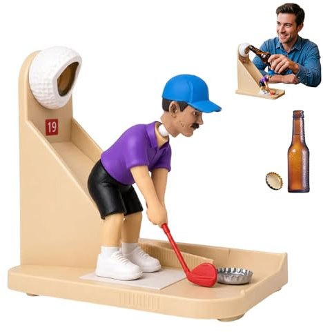 Golf Themed Automatic Bottle Opener, Golf Ball Themed Bottle Opener, Golfs Swing Cap Launcher Beer Bottle-Openers, Beer Bottles Cap Launcher&Collector, Golfs Lover Novelty Bar Tool for Bar