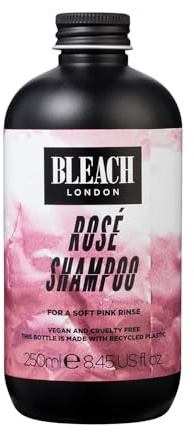 Bleach London Rosé Toning Shampoo, Soft Pink Colour Depositing Formula for Bleached Hair to Build or Maintain Baby Pink Hair Colour, Paraben and Silicone Free 250ml