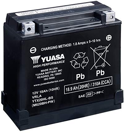 Yuasa YTX20HL-PW 12V 310 CCA högpresterande underhållsfritt AGM VRLA motorcykelbatteri | Hög prestanda, underhållsfri, hållbar, pålitlig, lång livslängd, effektiv