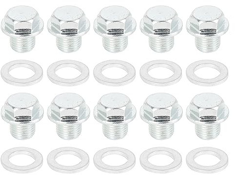 X AUTOHAUX 10 Satz M12x1.25 Ölablassschraube mit Dichtring Metall Motor Ölwanne Ablassschraube Silber