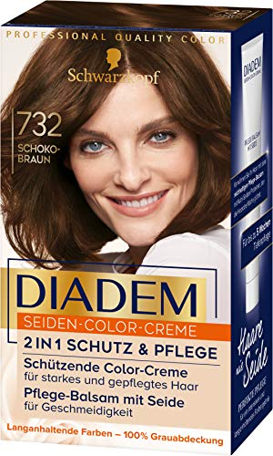 Schwarzkopf Diadem Seiden-Color-Creme, Haarfarbe 732 Schokobraun Stufe 3, 3er Pack(3 x 170 ml)