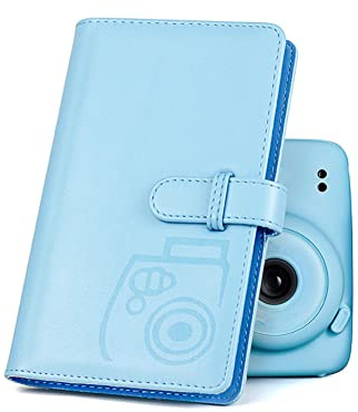 Fotoalbum mit 96 Taschen, Brieftaschenalbum, Bankkartenhalter mit PU-Karton, für 3-Zoll-Mini11/8/9/7s/25/70/90 Sofortbildkamera-Foto(Himmelblau)